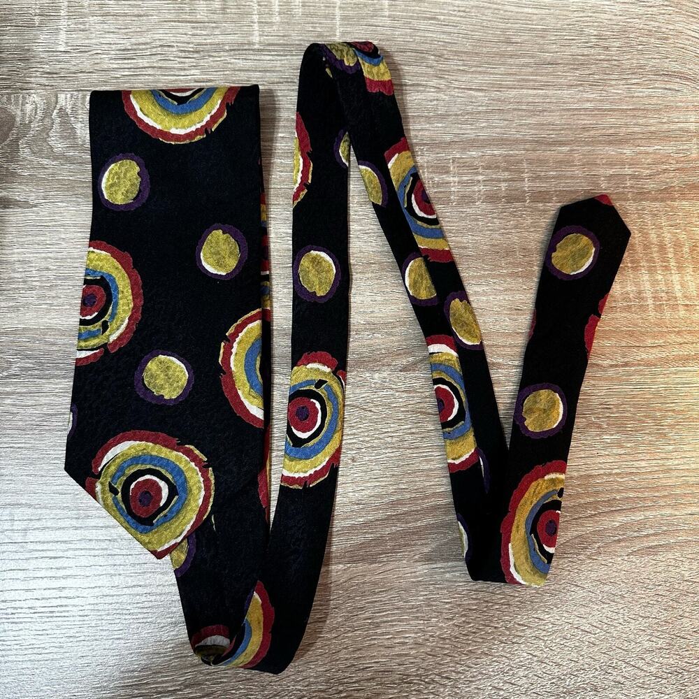 Vtg‎ Halston III Neck Tie Mens Extra long Imported Silk Abstract Mod Made in USA